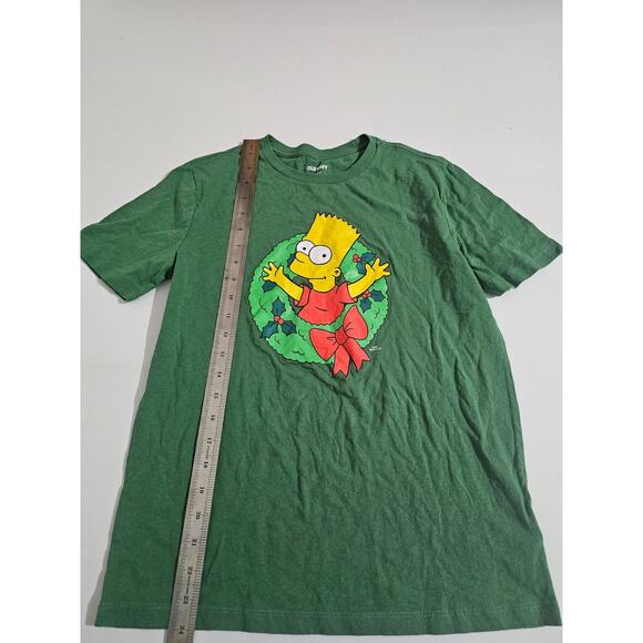 Bart Simpson Green Christmas Wreath T-shirt Youth Size XL (14-16) - Picture 4 of 7